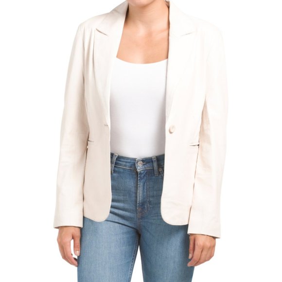 BOD & CHRISTENSEN cream Leather Blazer